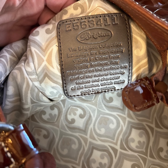 Brighton Cher Muse XLG  Brown Patent Croc Print Shoulder Handbag - Picture 8 of 8